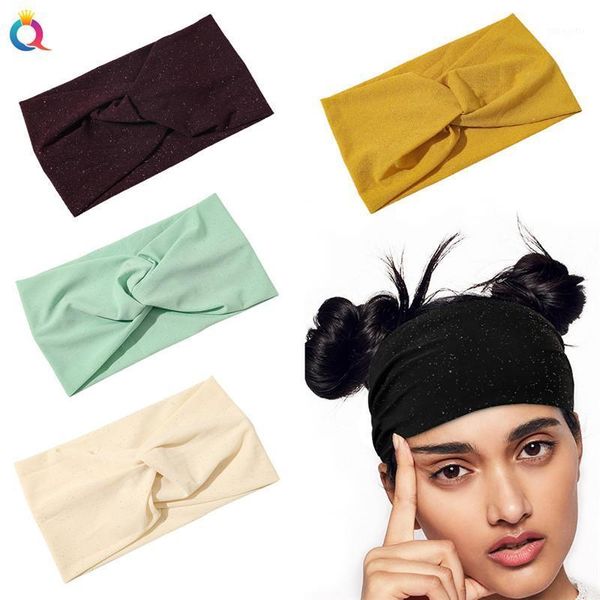 

women girls summer solid color hair bands soft wide headbands vintage cross turban bandage bandanas hairbands accessories1