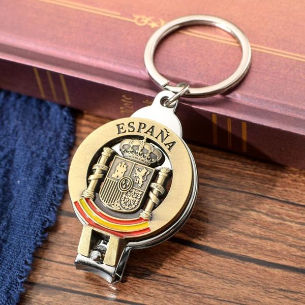 

keychains espana antique bronze nail clipper key chain spanish national emblem zinc alloy opener keychain spain souvenir keyring ring, Silver