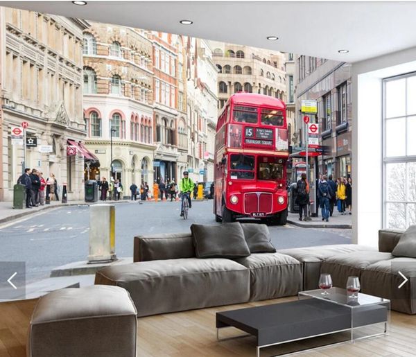 

wallpapers vintage city double red bus view mural bedroom wall decor 3d wallpaper home improvement murals canvas paper