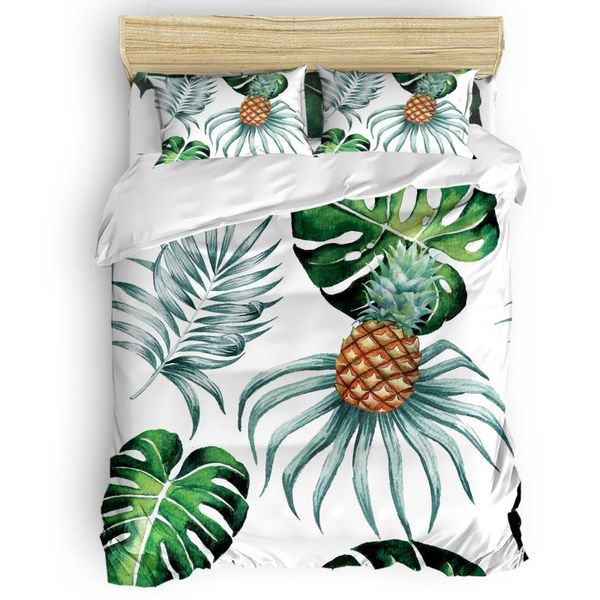 

bedding sets summer tropical leaves pineapple set bedroom comforter bed sheet pillowcase duvet cover