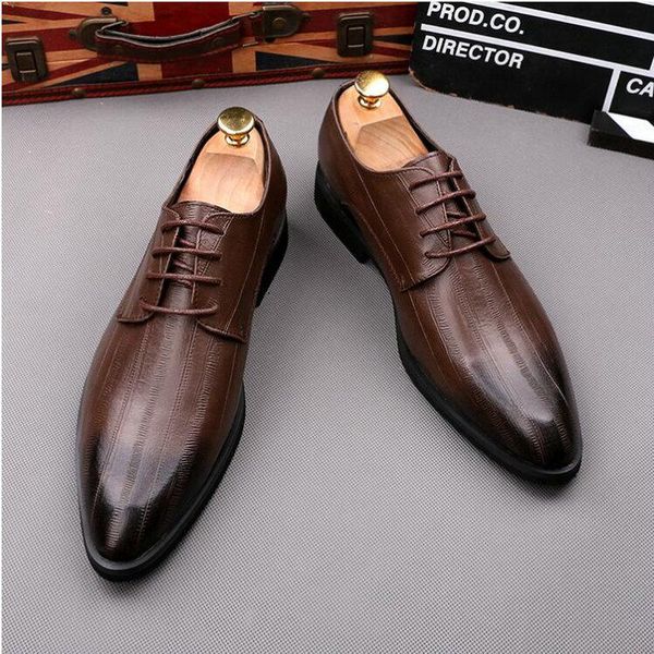 

dress shoes gentleman pointed toe brogue moccasins oxford fashion men's patent leather wedding business 559, Black