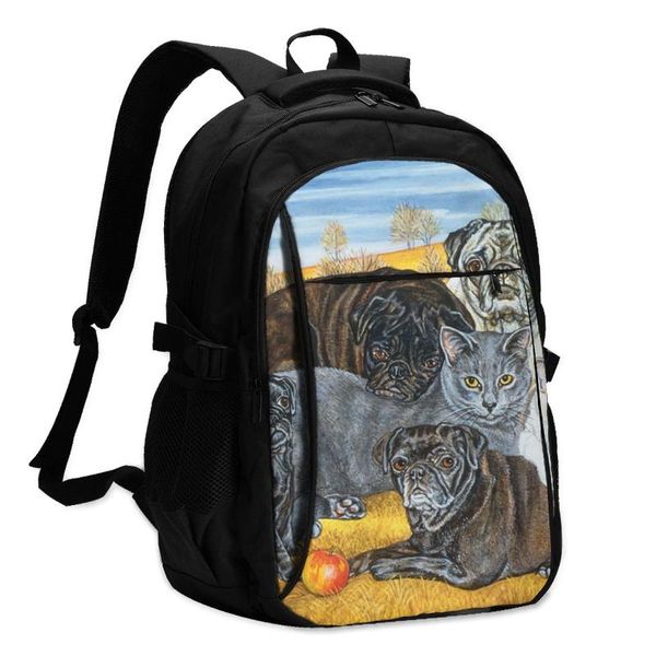 

backpack pug backpacks universal charger usb camping female big bags