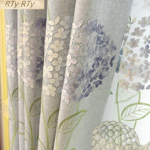

curtain & drapes curtains cloth for living room flower bedroom window gauze art dining finished products