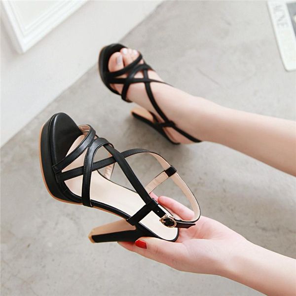 

black pink gladiator sandals women platforms high heels cross strap rome ladys sandal party daily shoes summer