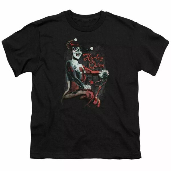 

Harley Quinn Laugh It Up Kids Youth T Shirt Licensed Joker DC Comics Tee Black, White;black