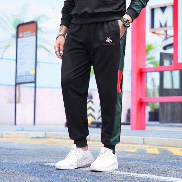 

men's pants autumn large leggings casual loose add fat drawstring ev9y, Black