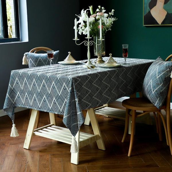 

table cloth jacquard cover tablecloth tassel american pastoral mat solid color coffee fashion