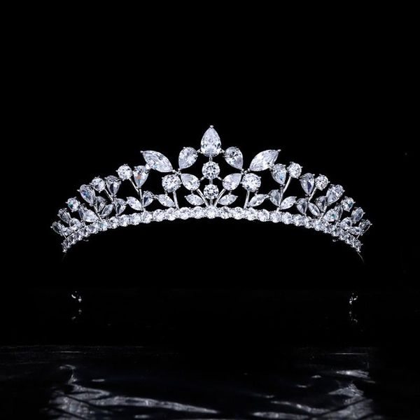 

hair clips & barrettes full zircon bridal wedding crown headband forest series tiaras hairband women jewelry accessories hq0411, Golden;silver