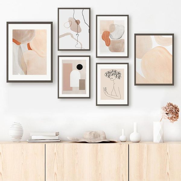 

paintings trendy abstract geometric pattern beige canvas painting poster print wall art pictures for living room interior home decor