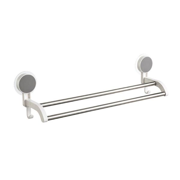 

towel racks home supplies double pole stainless steel wall mounted no drilling strong load capacity rack practical bathroom storage