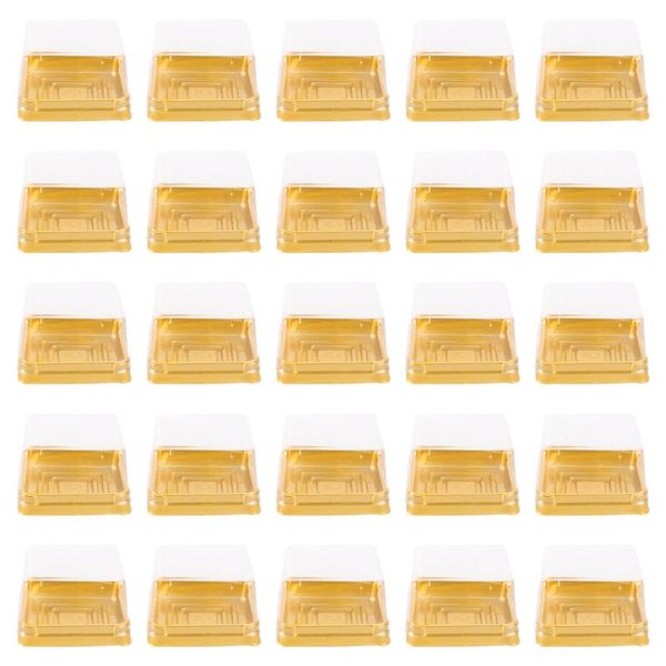 

gift wrap 50pcs square moon cake boxes egg-yolk puff container golden packing box (small)