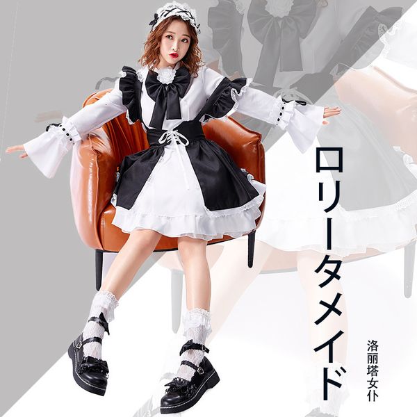 

luxury casual dresses black and white gothic maid lolita drs fake girl big man drs, Black;gray