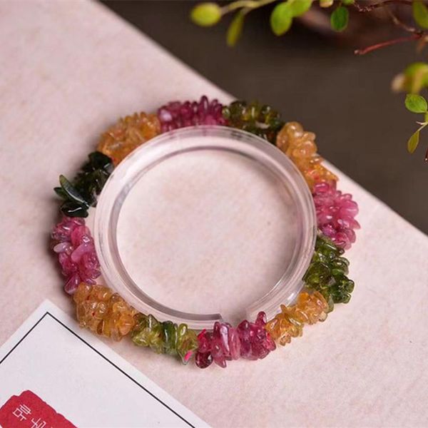 

beaded, strands healing crystals natural stone chips tourmaline strand gravel bracelets for fashion party jewelry, Black