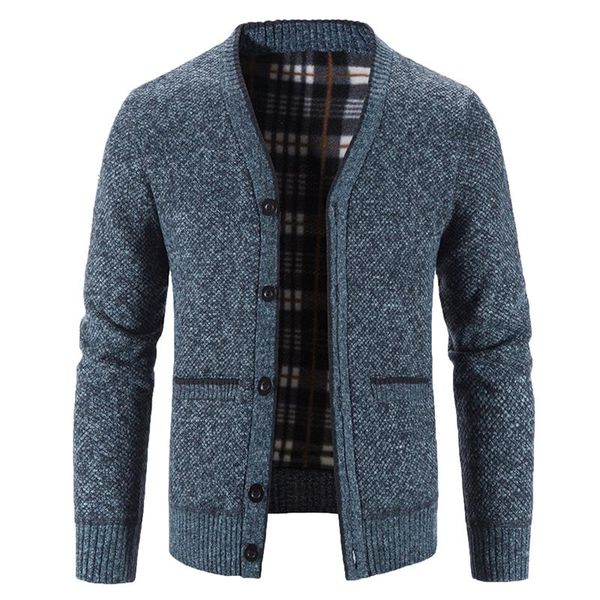 

men's jackets 2021 autumn and winter outwear warm casual male solid color button pocket v-neck cardigan windbreaker coat, Black;brown