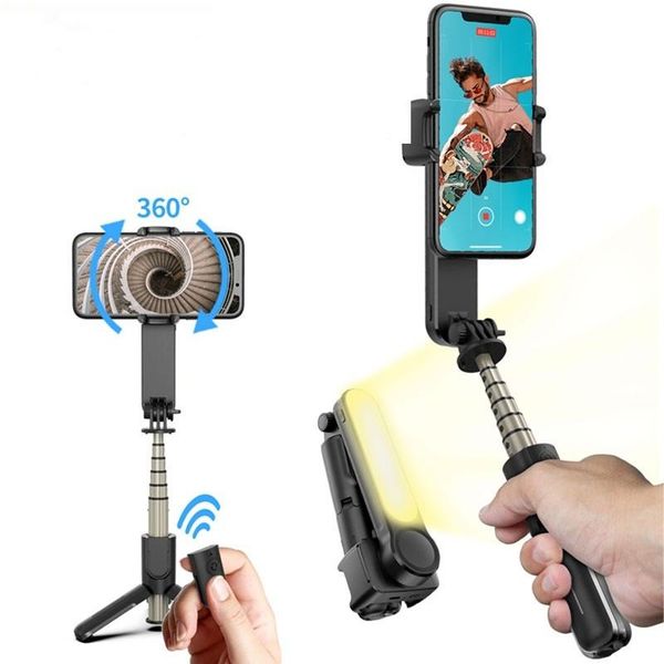 

selfie monopods wireless bluetooth-compatible handheld gimbal stabilizer mobile phone stick tripod with filllight shutter for ios android