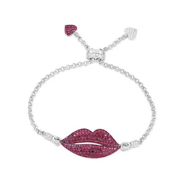 

charm bracelets classic bright lips cuff for women crystal white rose red kiss jewelry hand chain fashion, Golden;silver