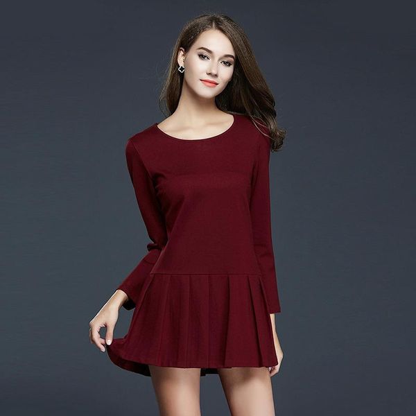 

casual dresses spring 2021 women fashion l-5xl plus size show thin mini dress pure cotton knitting long-sleeve draped render, Black;gray