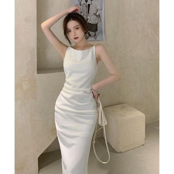 

dresses children's wear summer 2021 white temperament slim dress, Black;gray