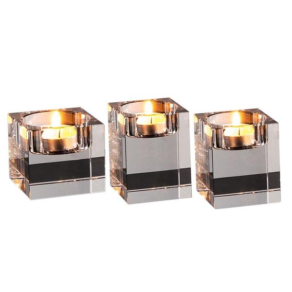 

candle holders holder solid crystal clear square glass pillar tealight for wedding home decoration candlelight dinner