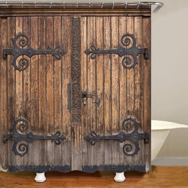 

shower curtains wood curtain 180*180cm mat vintage decorative waterproof polyester fabric bathroom set home bath decor