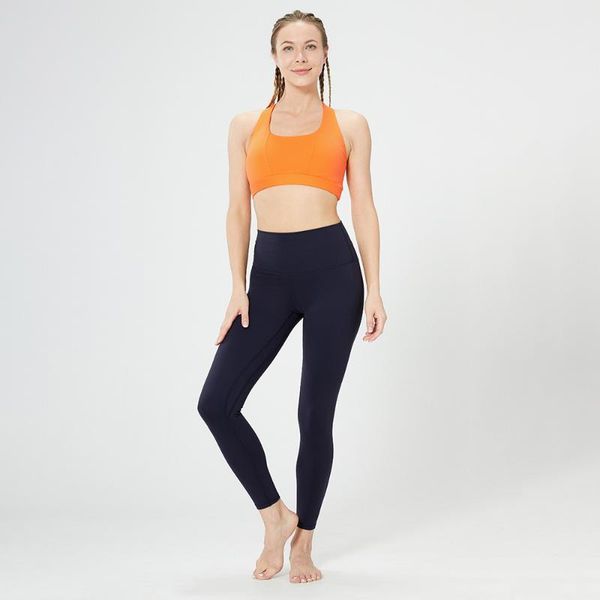

yoga outfit 2 piece polyamide women clothes set flexible clothing sport suit for high waist tight hips breathable solid color