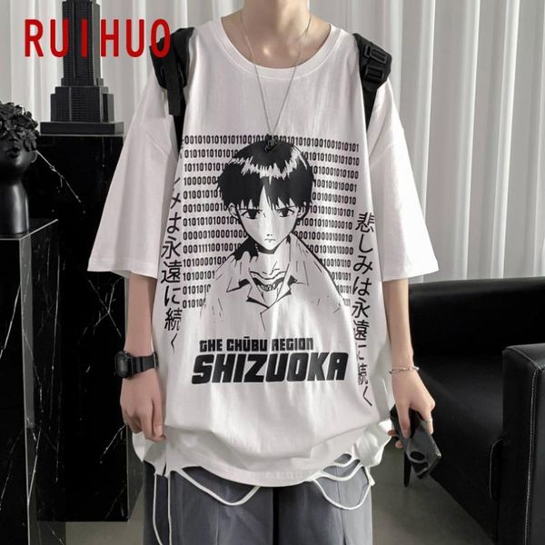 

men's t-shirts ruihuo ikari shinji print anime t-shirt men harajuku streetwear tshirt clothing summer hip hop 4xl 2021 arrivals, White;black