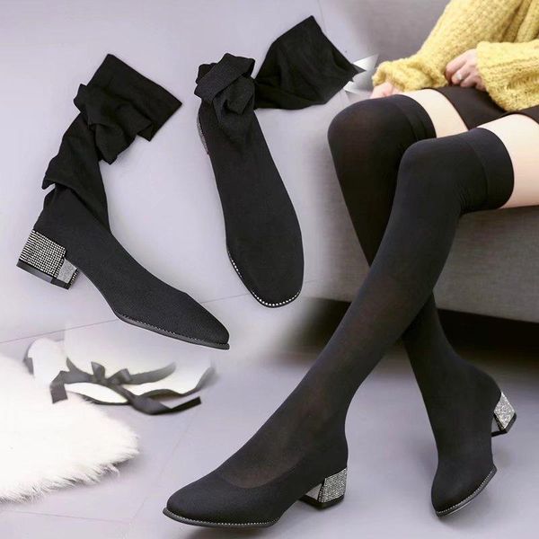 

boots spring and summer 2021 coarse heel mesh black middle