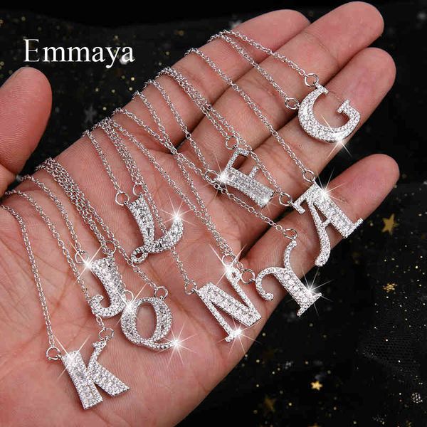 

necklaces pendants emmaya letters chain women's zircon hip hop jewelry with gold tennis party wedding gift, Silver