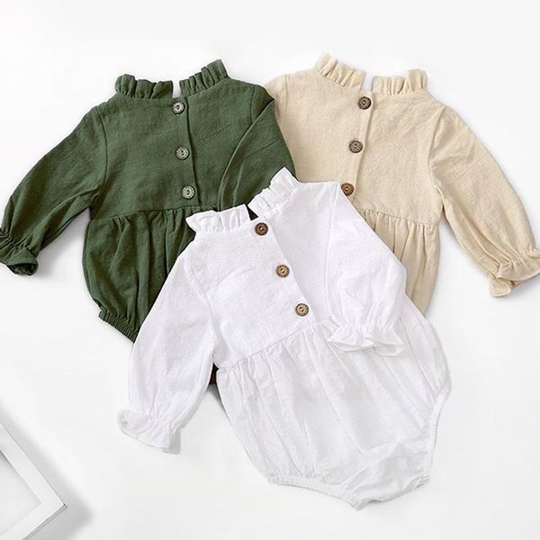 

korean style spring autumn baby girls clothes cotton linen infant jumpsuit born girl long sleeve bodysuits rompers, Blue