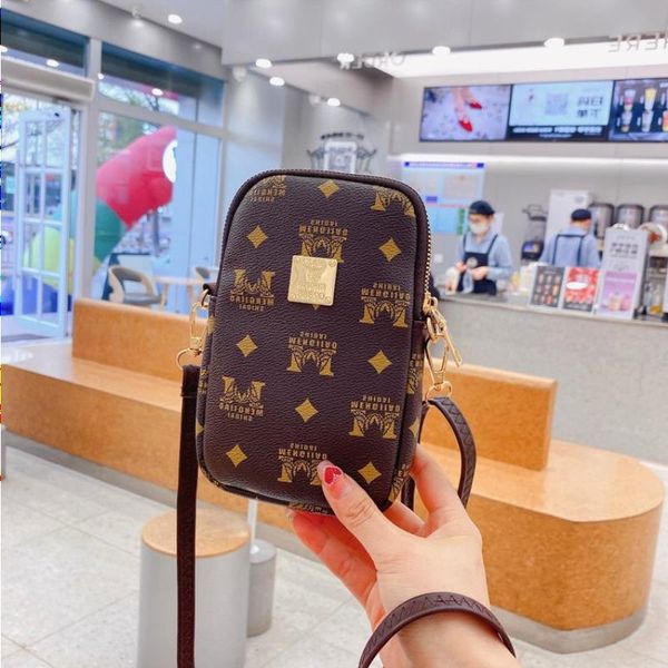 

one-shoulder diagonal style bag and ladies retro large-capacity mobile zipper european american cross-border phone new wallet ganlm