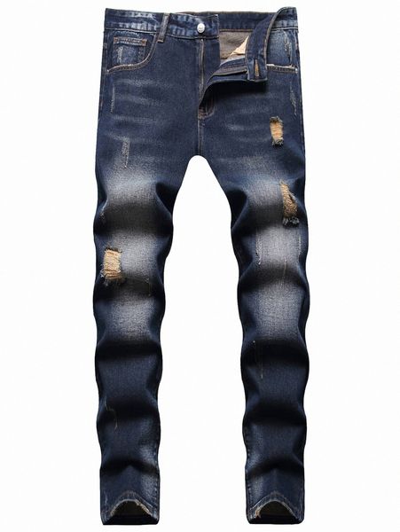 

romwe guys ripped skinny jeans o3uh#, Blue