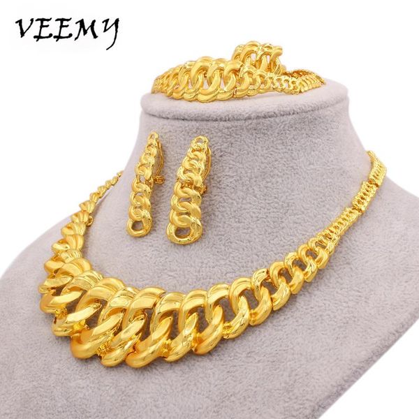 

earrings & necklace veemy 24k gold jewelry sets for women bridal luxury bracelet ring set african wedding ornament gifts, Silver