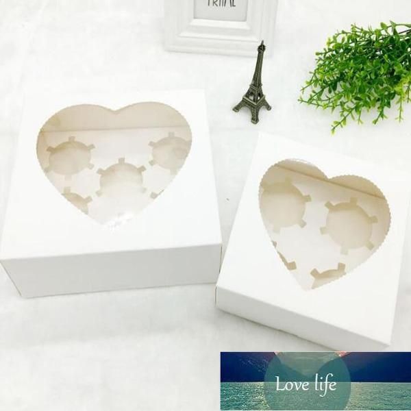 100 adet Kalp Pencere Kek Kağıt Kutuları Muffin Kek Kurabiye Ambalaj Kutusu Düğün Doğum Günü Partisi için 4/6 Kavite Hediye Paketi Fabrika Fiyat Uzman Tasarım Kalitesi Son