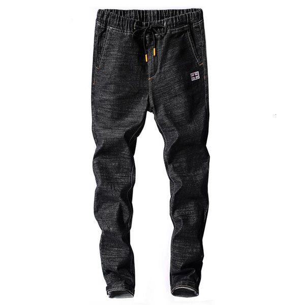 

men's jeans mens japan style spring autumn elastic waist black slim drawstring jean man casual denim pants joggers homme w70x, Blue