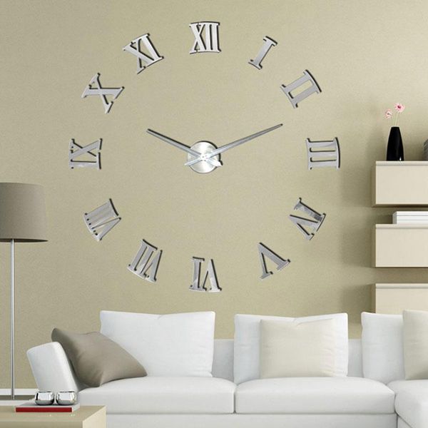

wall clocks decorative 3d big acrylic mirror clock kitchen quartz stickers modern home decoration living room sticker