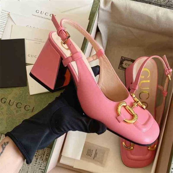 

[higher version]kuqi single shoes female star g horse clasp retro high heeled shoes square horseshoe thick heeled sandals, Black