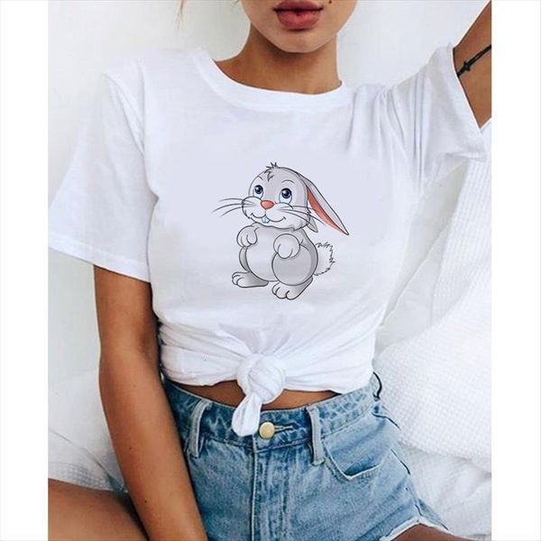 

cartoon rabbits painting aesthetic ullzang women t shirt harajuku vintage fashion tees female tumblr clothi, White