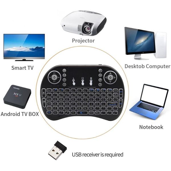 

keyboards 3 color backlit i8 mini wireless keyboard 2.4ghz english air mouse with touchpad for laptv android box use battery