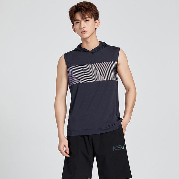 

men's hoodies & sweatshirts 2021 hooded sports vest running breathable comfortable fitness outdoor training clothing group purchase, Black