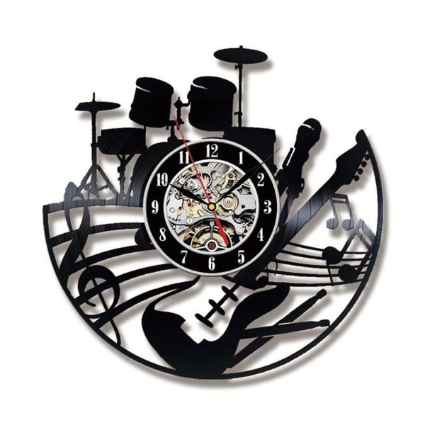 

wall clocks guitar drums rock band music studio record clock drum kits drummer longplay musical artwork home decor