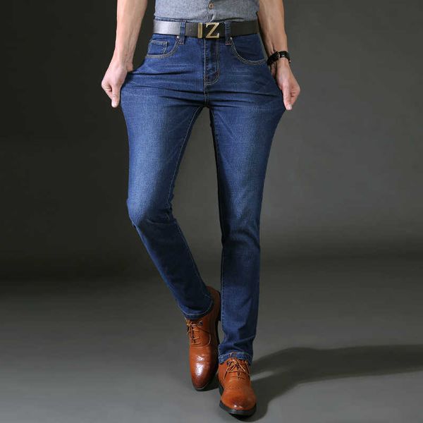 

jeans stretch men's wear korean fashion large long pants casual straight, Blue