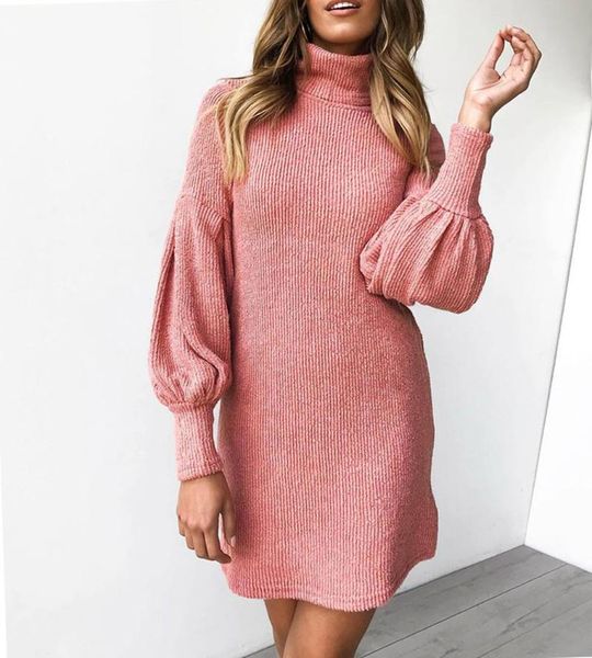 

casual dresses pink sweater women dress winter warm turtleneck long sleeve knitted evening party sukienka female vestidos ropa mujer, Black;gray