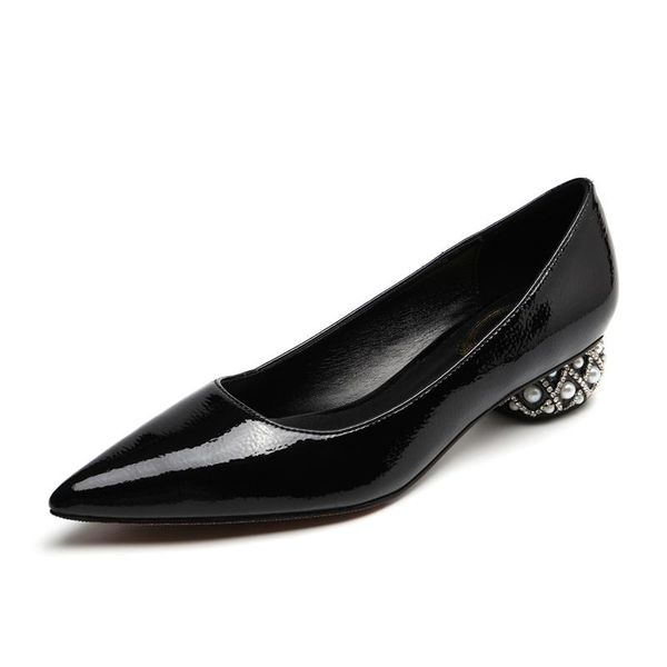 

dress shoes black high heel women 2021 four seasons slip-on pointed party pumps shallow mouth rhinestone single woman