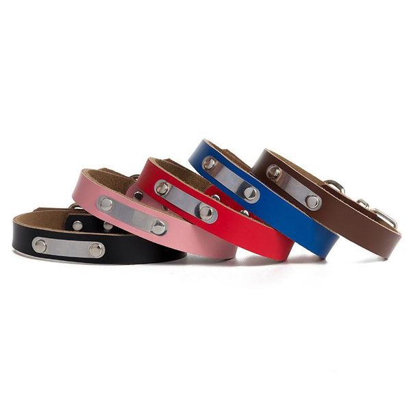 

dog collars & leashes personalized collar engraved leather dogs puppy customized cat for small chihuahua yorkies
