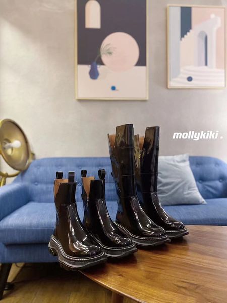 

chivalry for yourself boot's knee length leather high barrel martin british thin wtern boots, Black