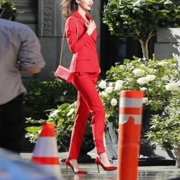 

piece outfits for womenolprofessional suit fashion nine pants female casual red jacket slim two-piece women's two, White