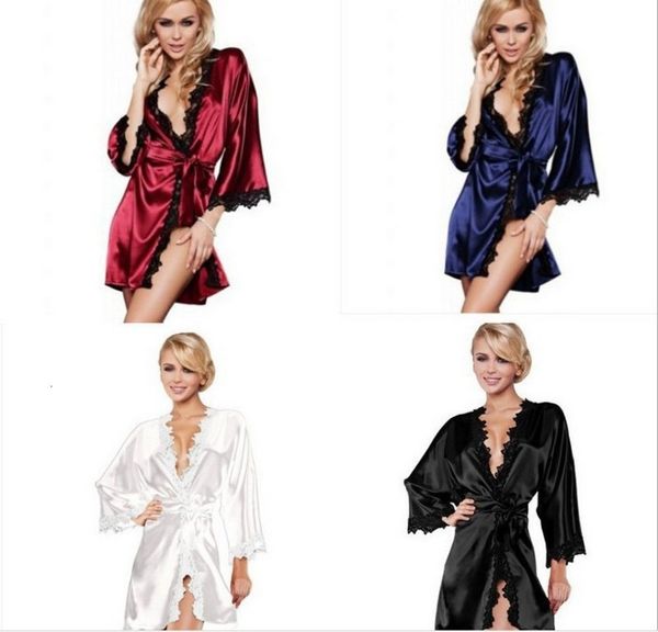 

underwear ice silk nightdress pajamas, Red;black