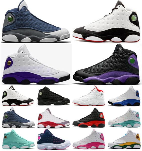 

13 13s basketball shoes mens womens reverse bred flint lucky green soar playground lakers court purple sports sneakers trainers size eur 36-, White;red