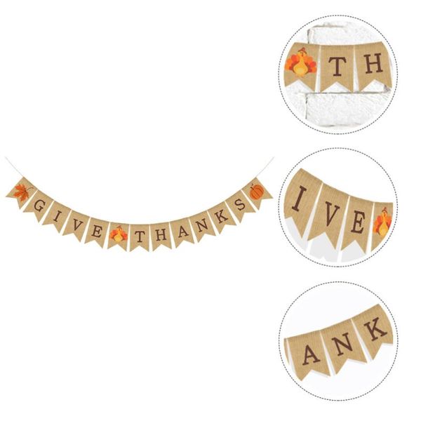 

party decoration 1 pc thanksgiving day hanging bunting banner linen