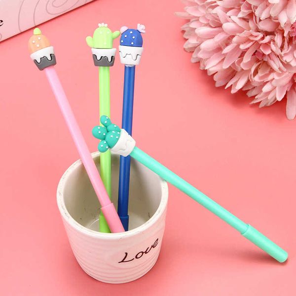 

pen korean little fresh stationery cartoon students with black fountain cute creative silicone cactus modeling neutral